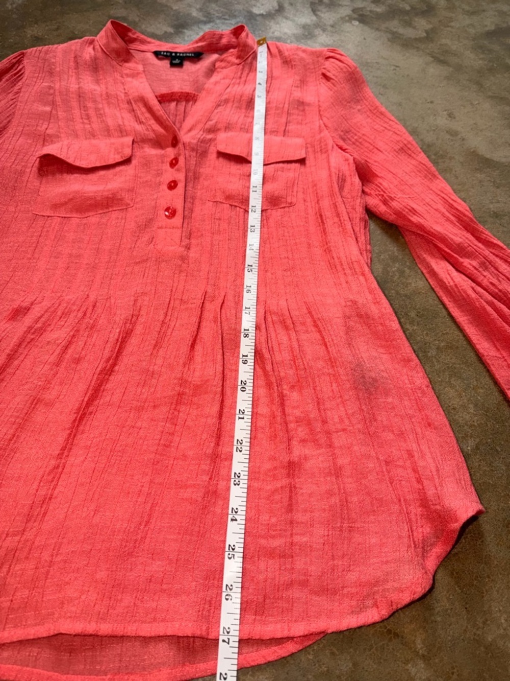 Zac & Rachel Coral Gauze Peasant Blouse Lightweight Top - Picture 5 of 9
